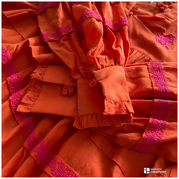 Anthropologie Jacqueline Orange Embroidery Tunic Top Size XL - Picture 11 of 16